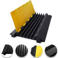 36x20x2” 5 Channel Rubber Cable Protector with Yellow Flip-Open Top Cover Q36915