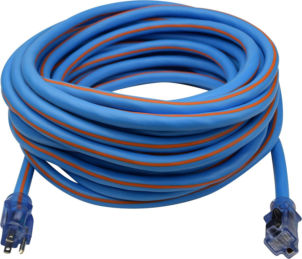 Yellow 50 ft 10/3 SJTOW Extra Heavy Duty Extension Cord, 3 Prong Grounded Plug, Pack of 2 F98620