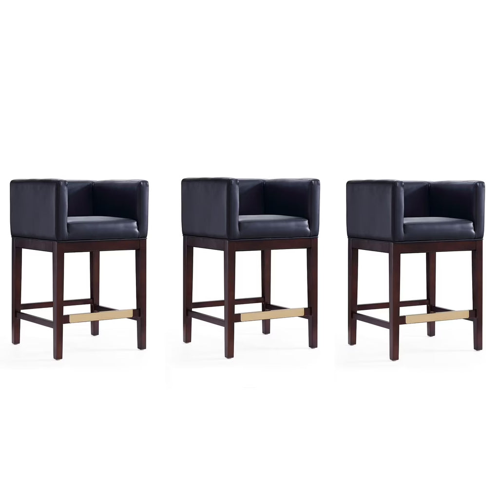 Ivory and Dark Walnut Beech Wood Counter Height Bar Stool (Set of 3) R3486