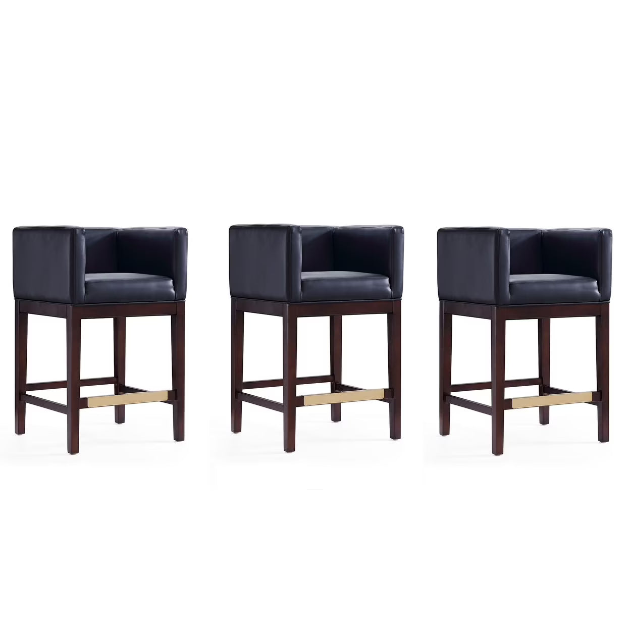 Ivory and Dark Walnut Beech Wood Counter Height Bar Stool (Set of 3) R3486