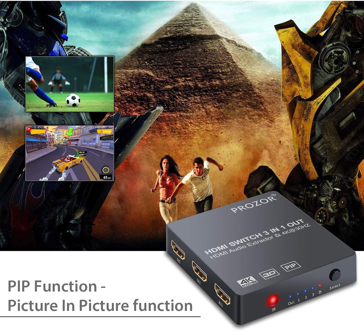 3 Port 4K HDMI Switch with Audio Extractor U378325