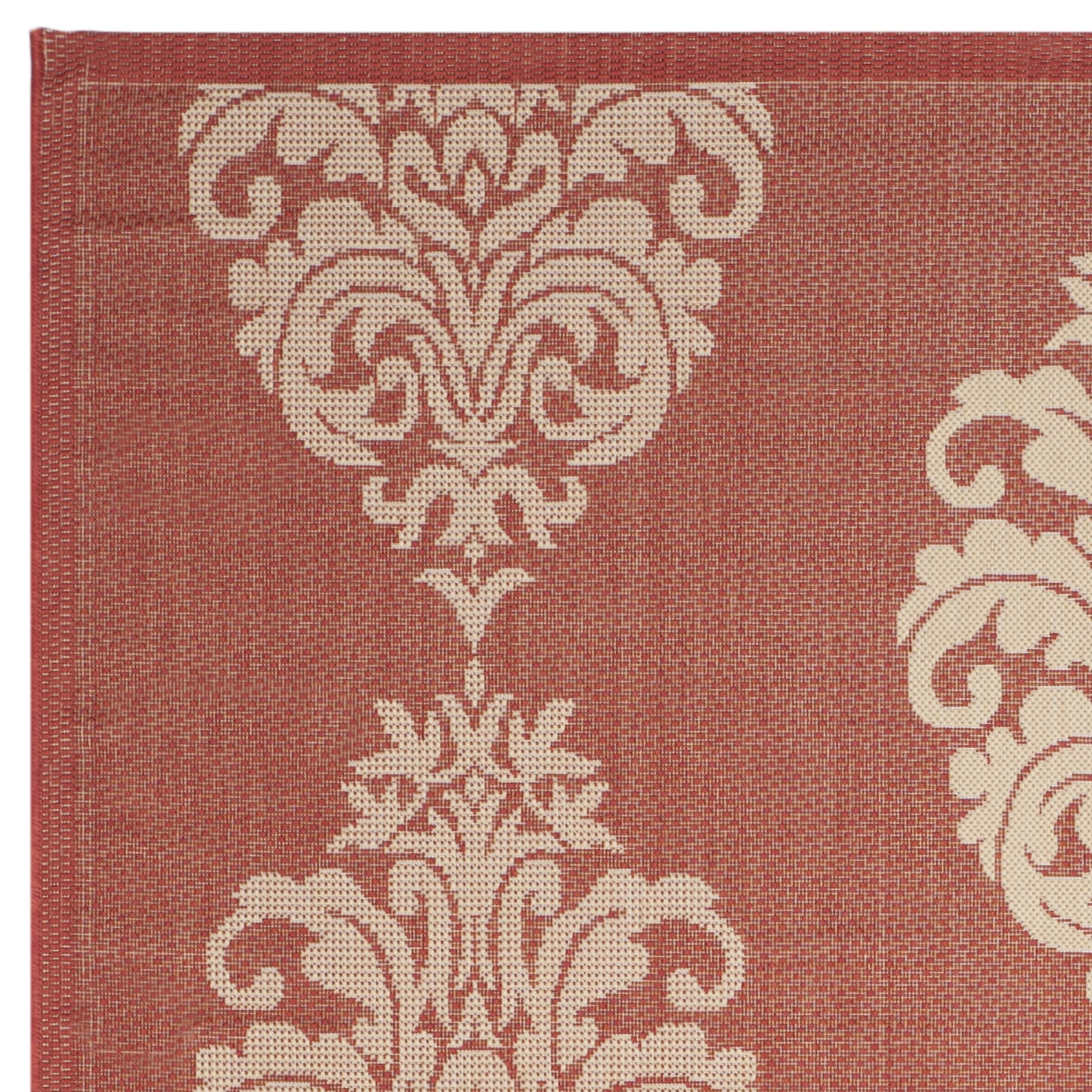 9' x 12' Red/Natural Geometric Medallion Area Rug Q67187