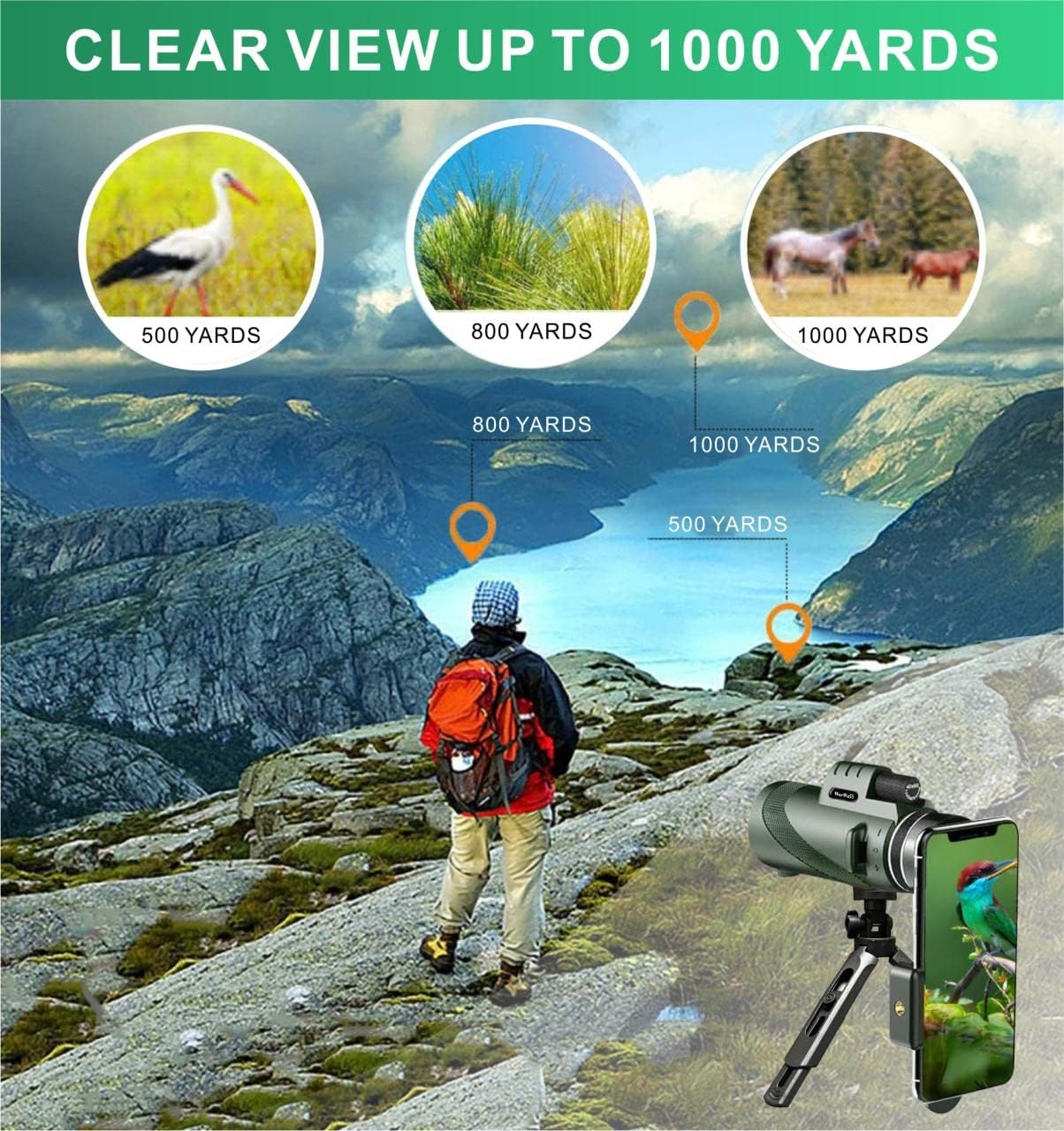 Monocular Telescope with Smartphone Holder and Tripod Y239503
