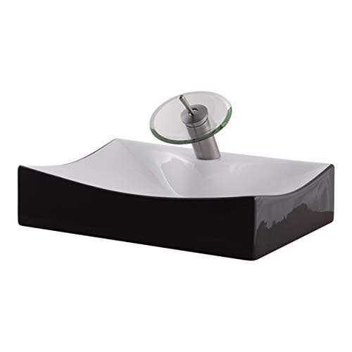 Brushed Nickel Clear Glass Single Lever Waterfall Lav Faucet Q77478