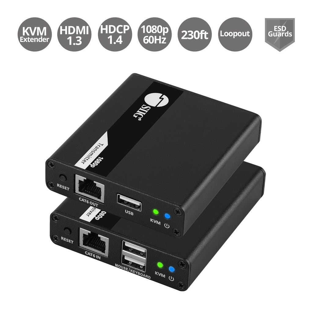HDMI KVM Extender over CAT6/6e/7 Cable, 1080p 60Hz, Transmitter & Receiver C324584