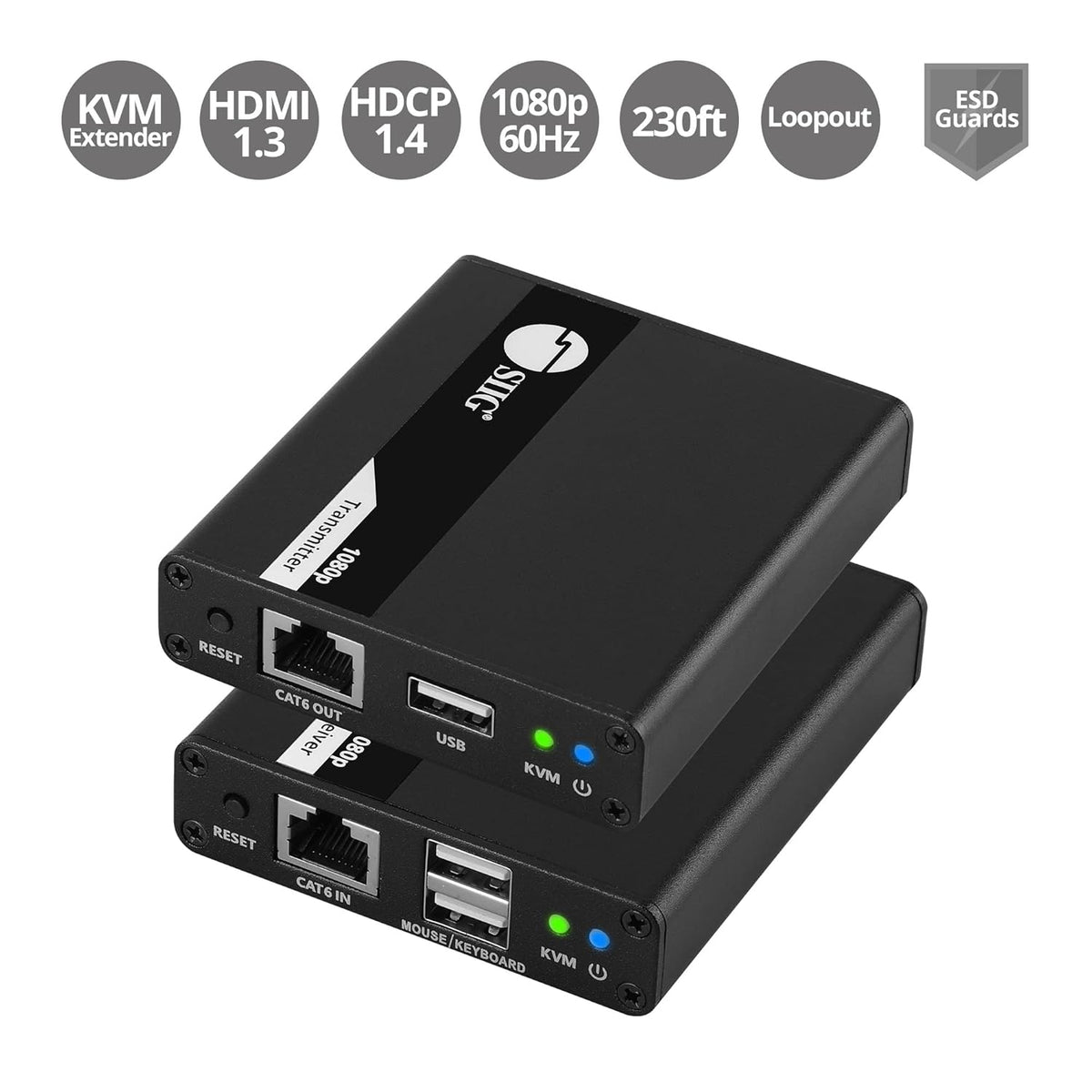 HDMI KVM Extender over CAT6/6e/7 Cable, 1080p 60Hz, Transmitter & Receiver C324584