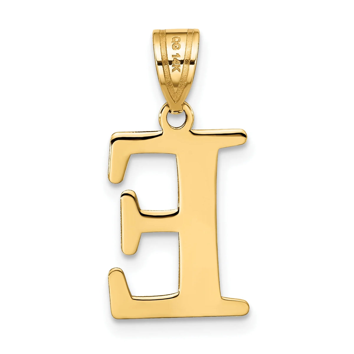 14K Yellow Gold Etched Letter E Initial Pendant Charm with 10K Yellow Gold Rope Chain Necklace 16'' D827411