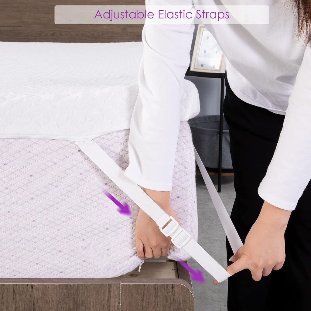 California King 3-Inch Lavender Memory Foam Mattress Topper with Removable Cover E3401