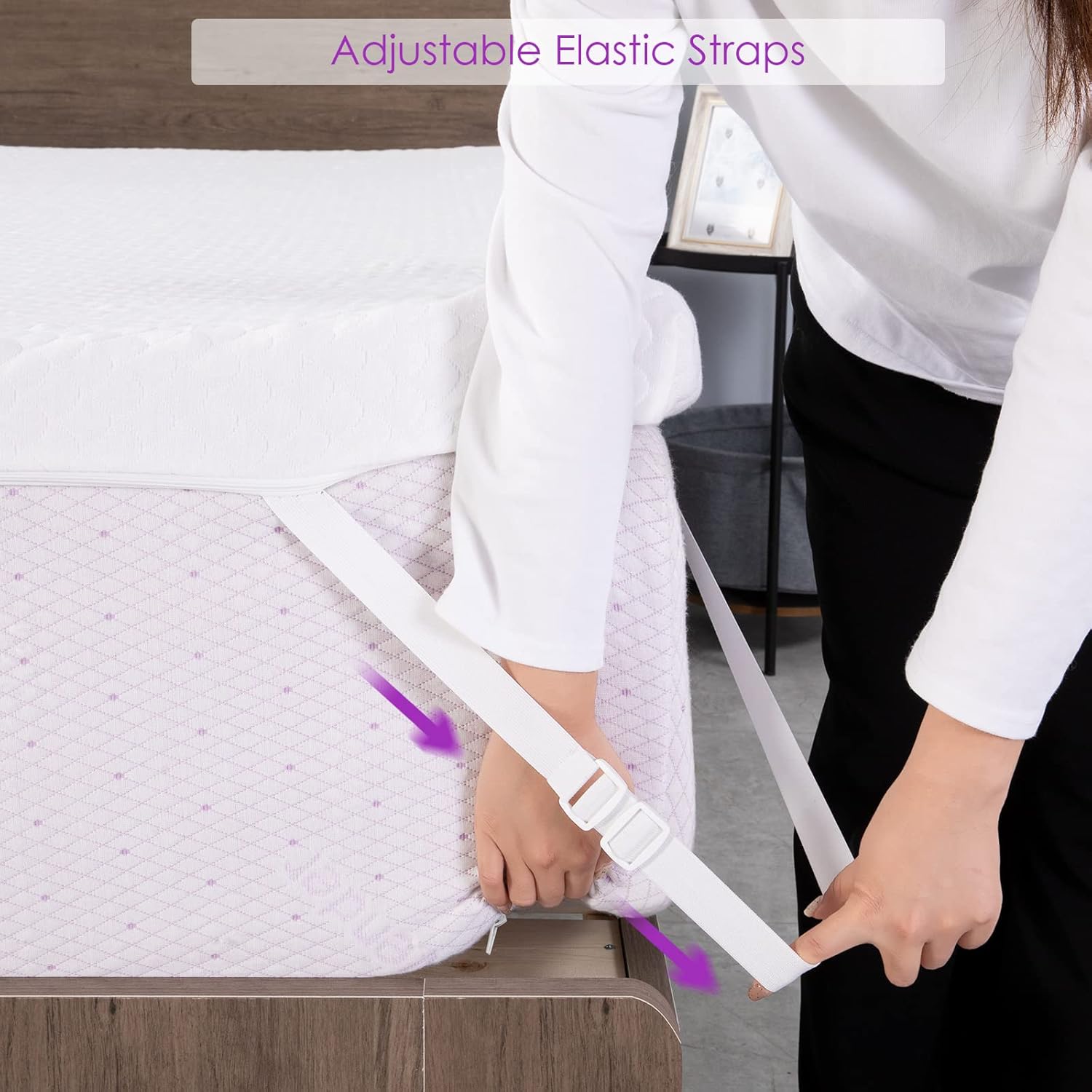 California King 3-Inch Lavender Memory Foam Mattress Topper with Removable Cover E3401