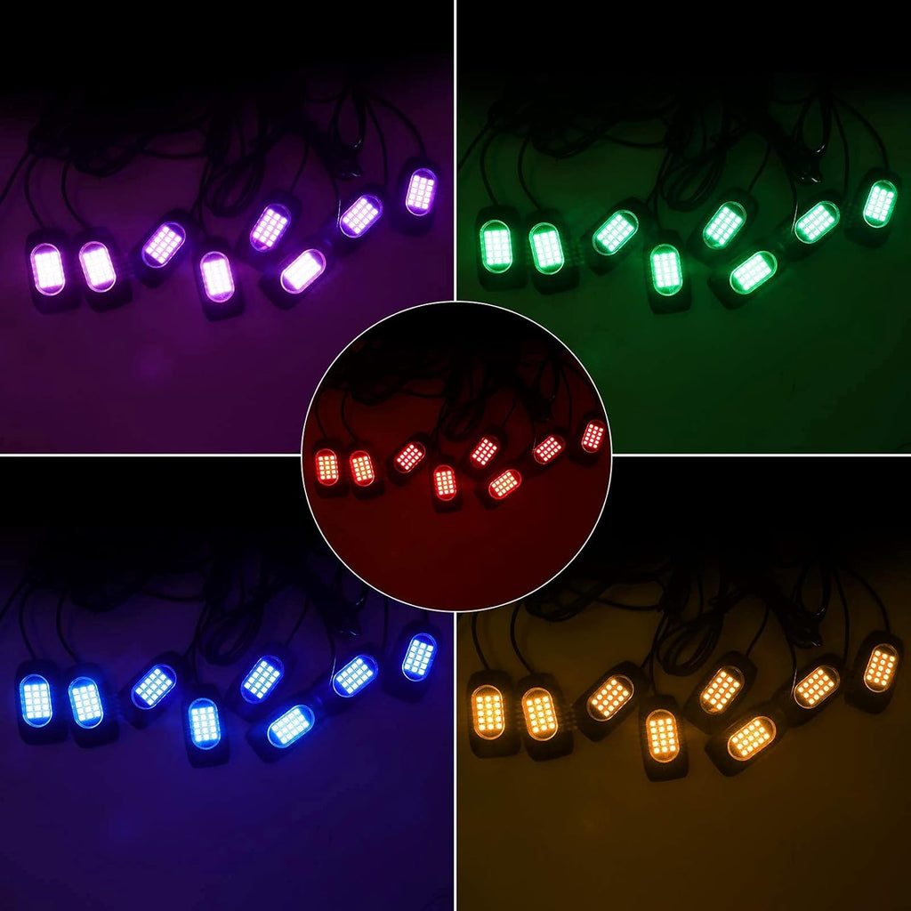 8 Pods RGB LED Rock Lights with Remote Control S4447