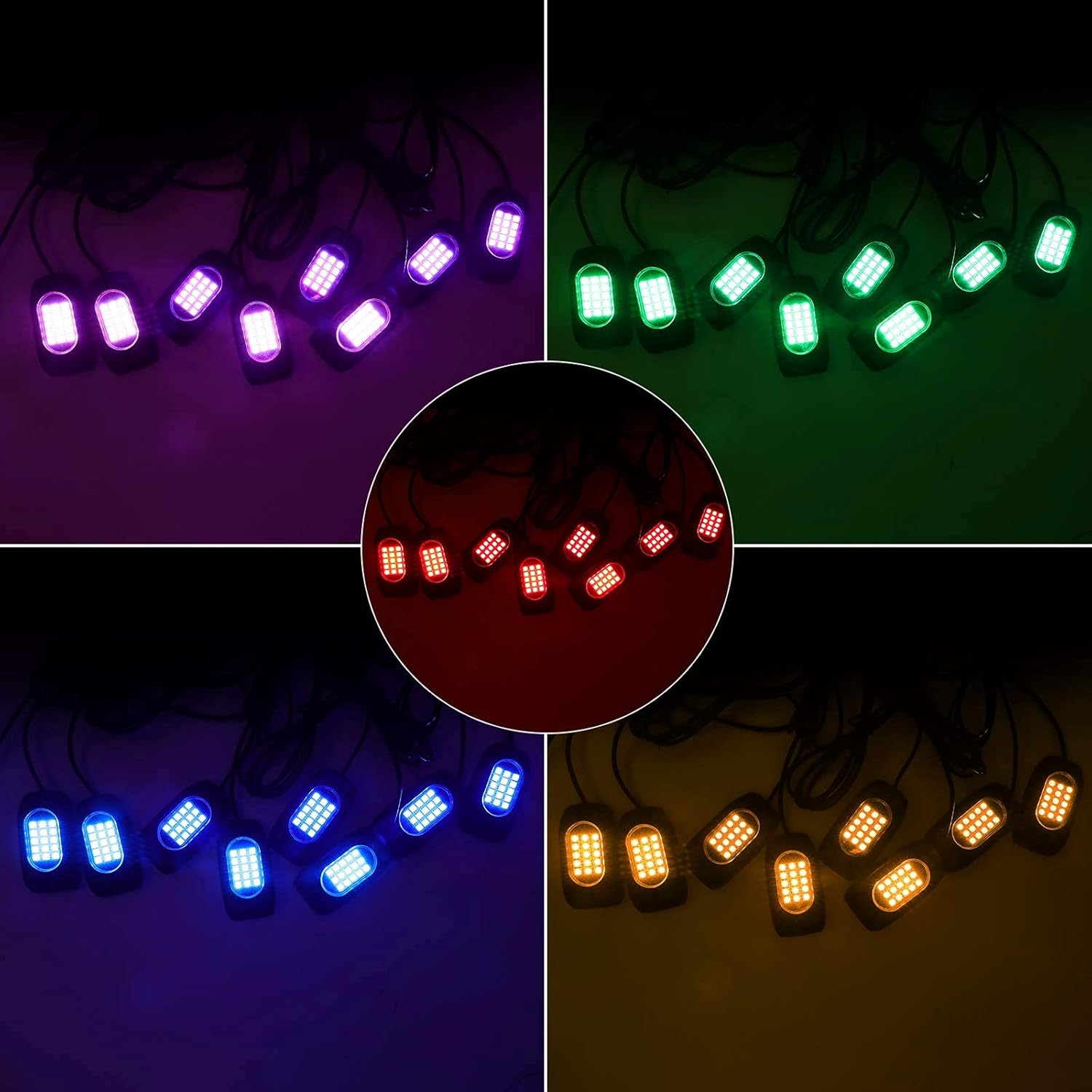 8 Pods RGB LED Rock Lights with Remote Control S4447