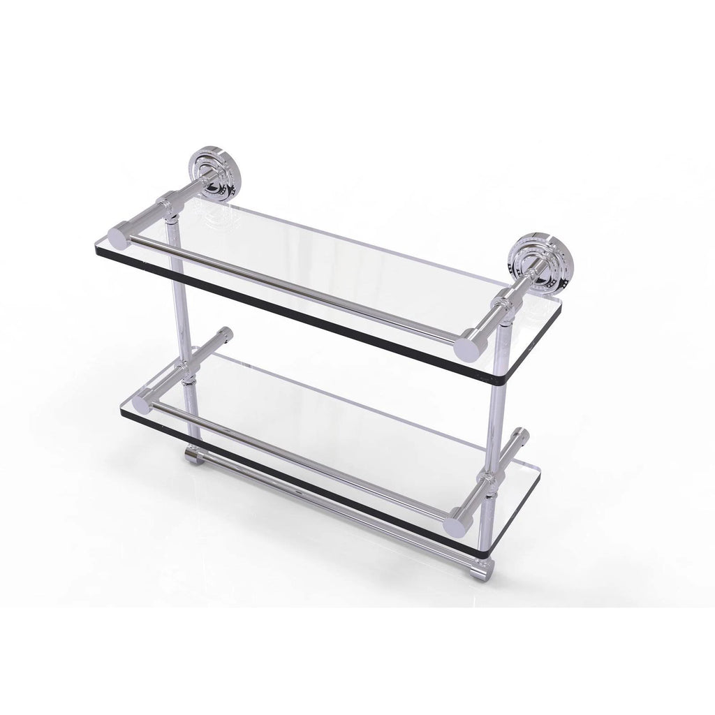 Polished Chrome Double Glass Shelf with Towel Bar G885