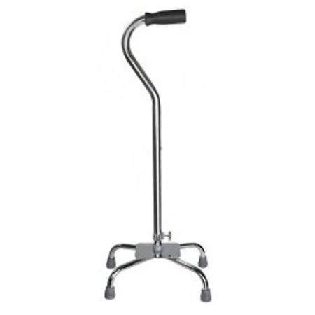Quad Cane with Large Base, Offset Handle Steel Chrome V996452
