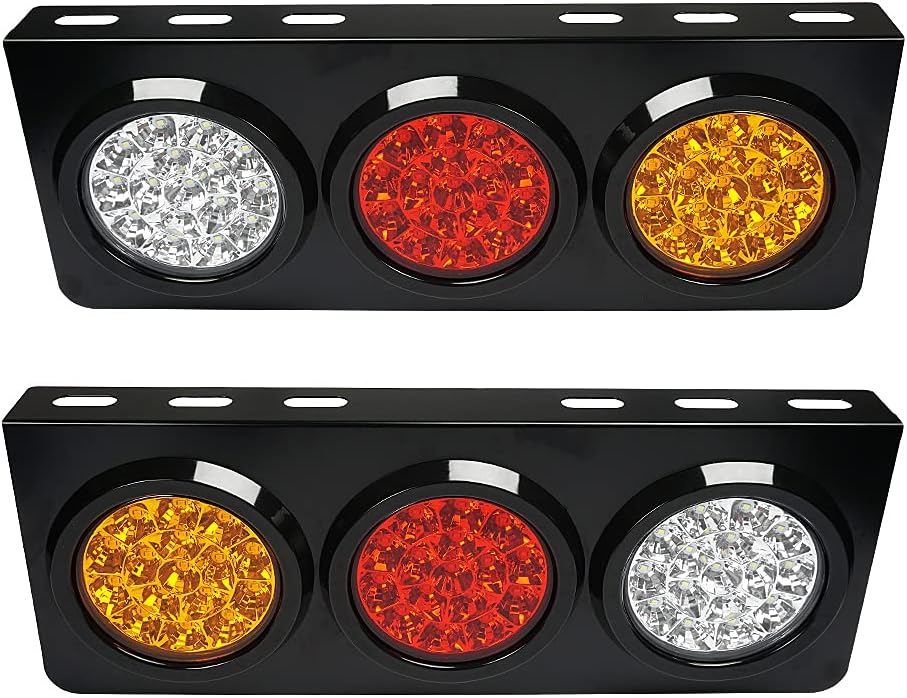 LED Truck Trailer Tail Lights with Iron Bracket Base, 48-LED, DC12-24V, 2 PCS F690092