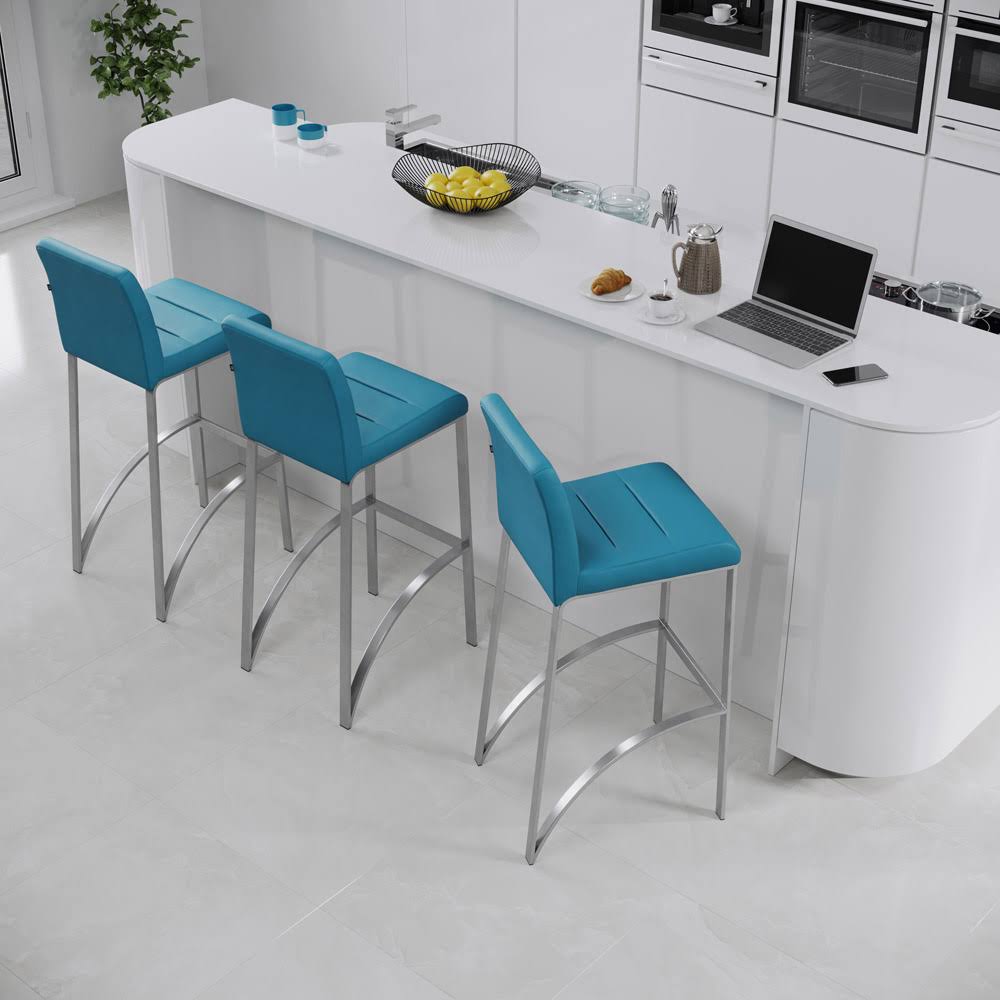 Teal Bar Stool with Metal Base W204763