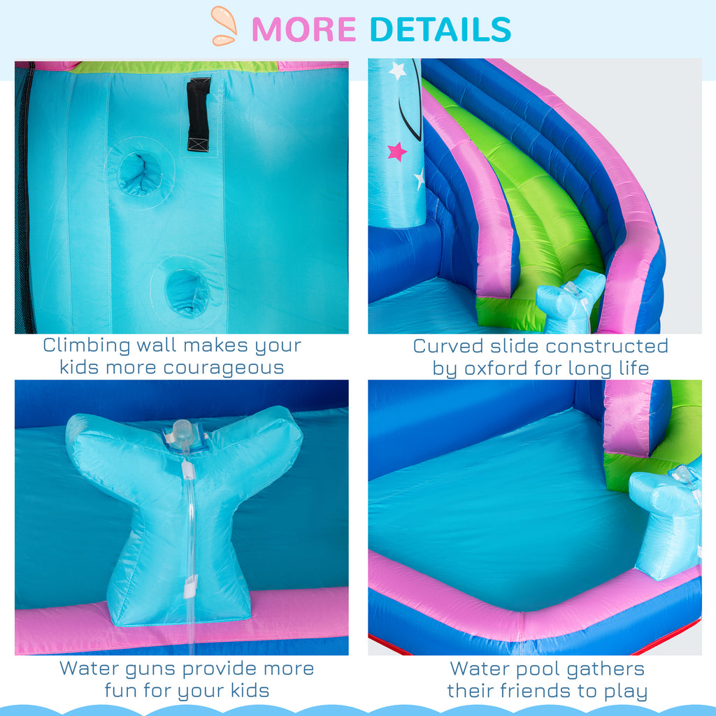 5-in-1 Inflatable Bounce House with Slide & Water Gun Z782211