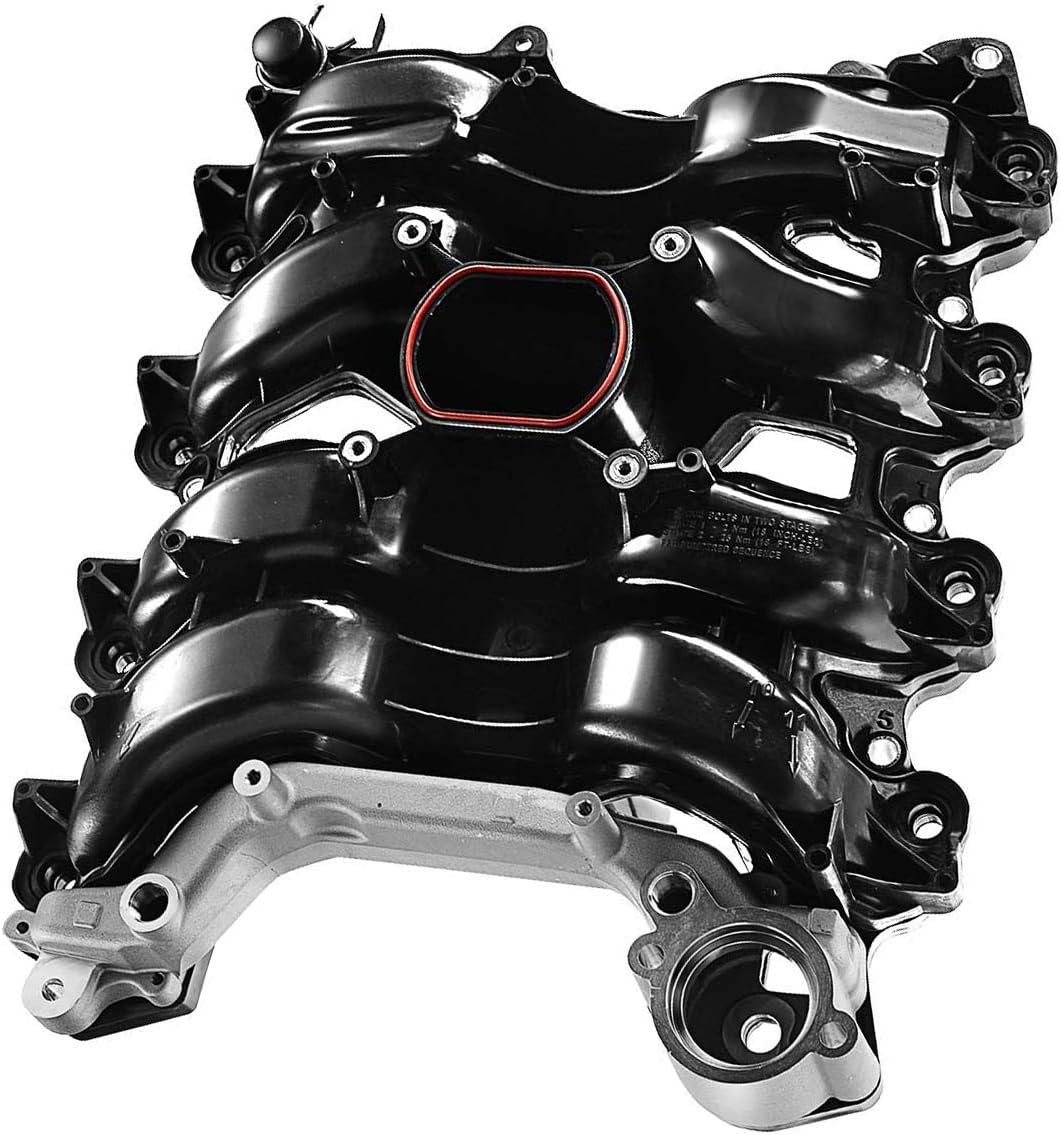 Upper Intake Manifold with Thermostat Compatible with Ford Crown Victoria Mustang Explorer Lincoln Town Car Mercury Grand Marquis Mountaineer 2001-2011 (V8 4.6L Only) I38877