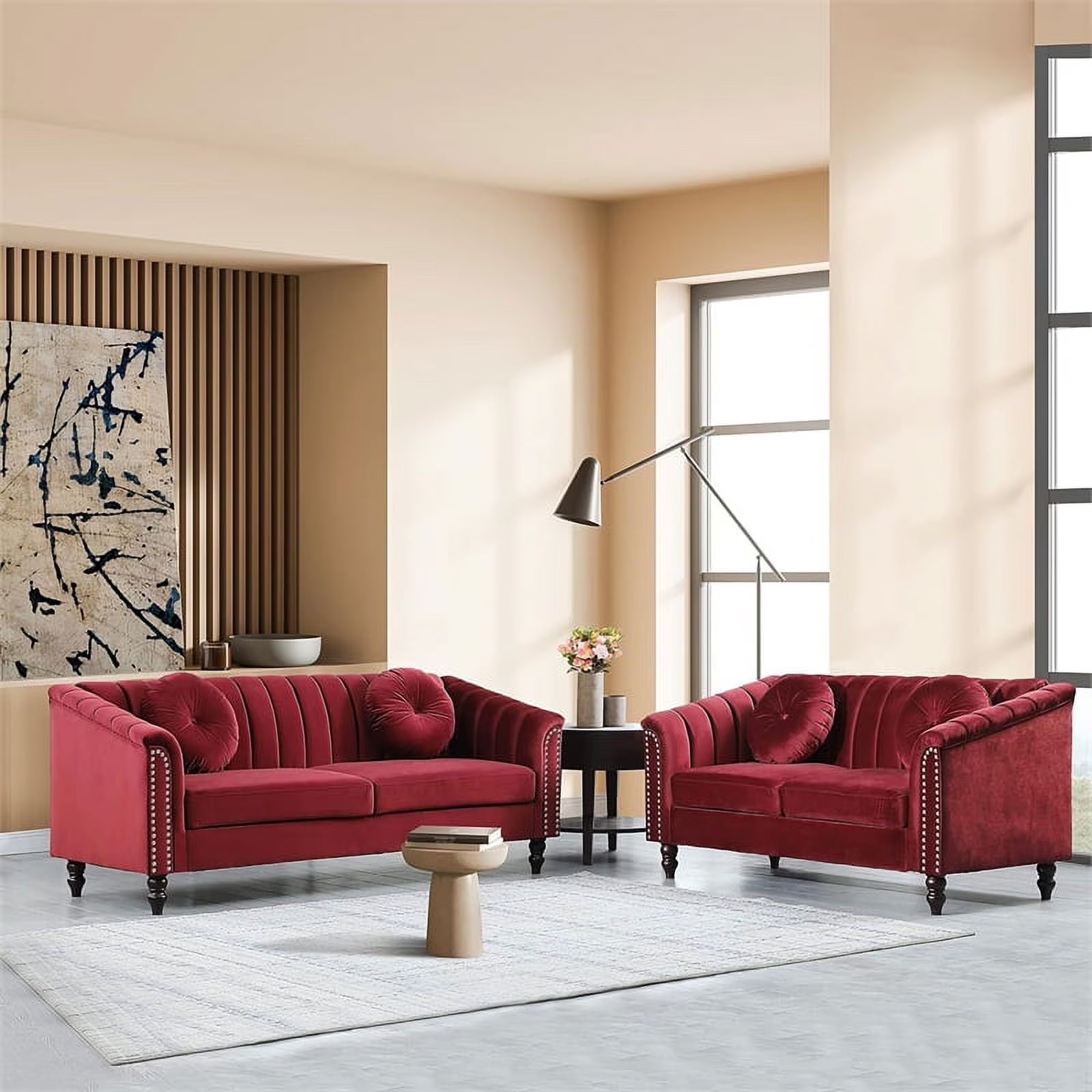 Red 2 Piece Living Room Set X265352