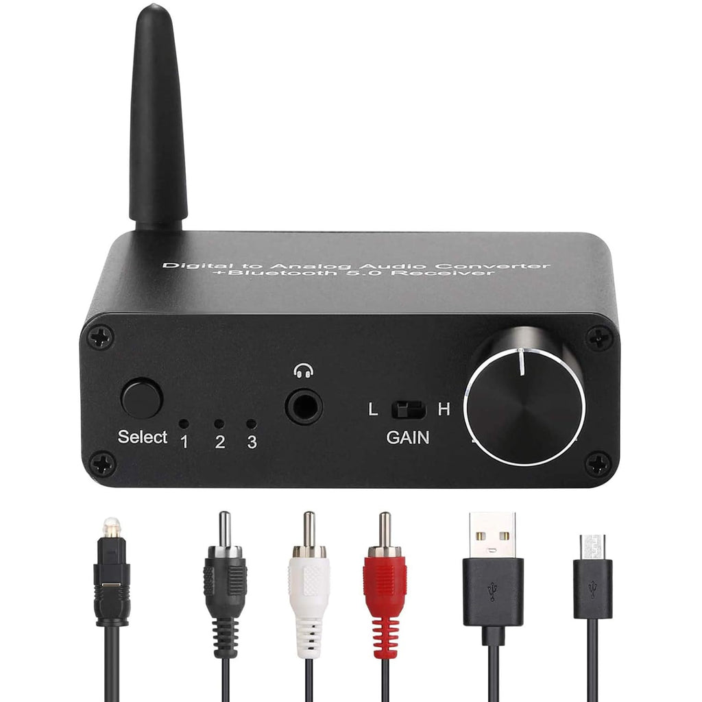 192kHz DAC Bluetooth 5.0 Receiver with Headphone Amplifier Optical/Coaxial to RCA 3.5mm Audio Output E673