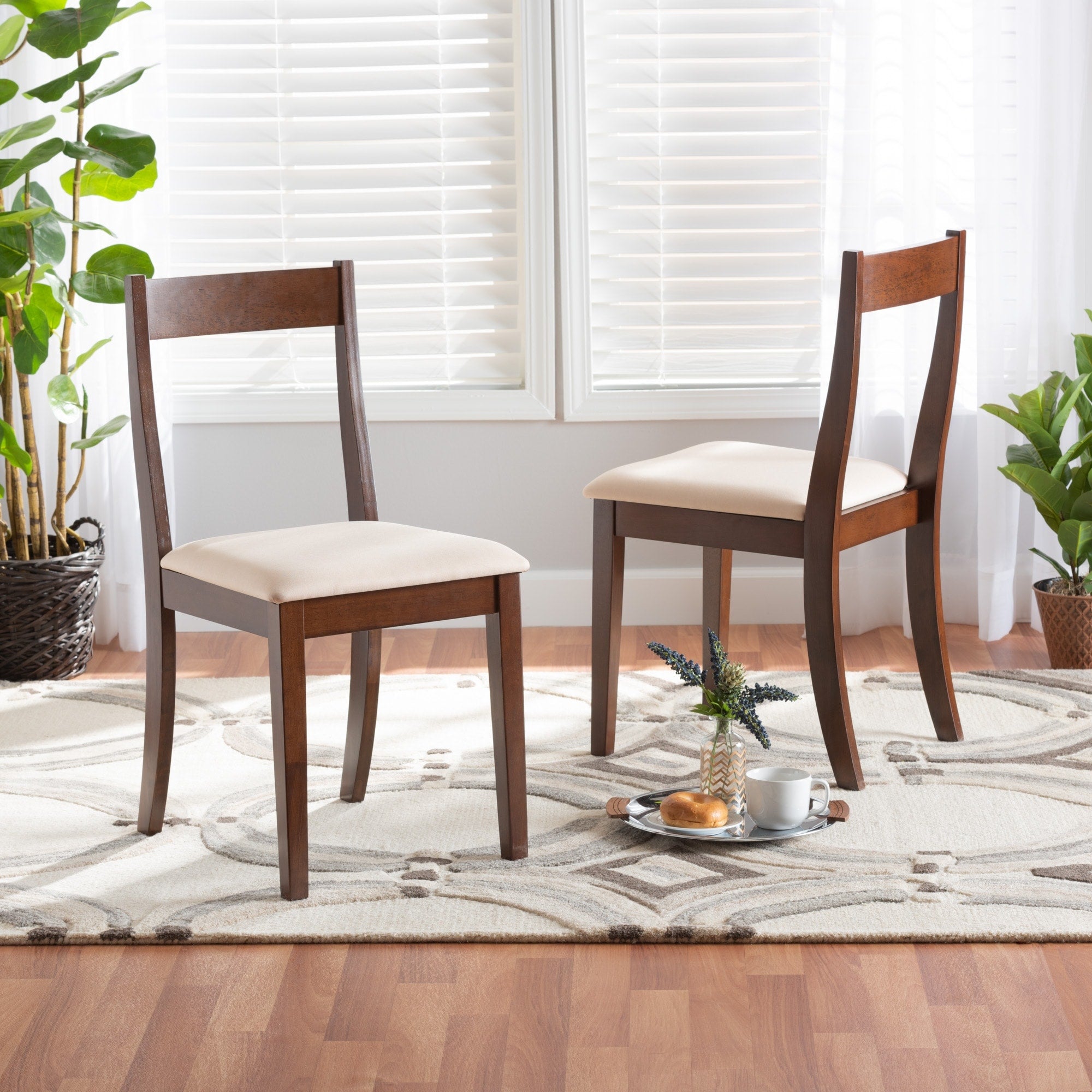 2-Piece Dark Brown Wood Dining Chair Set M354347