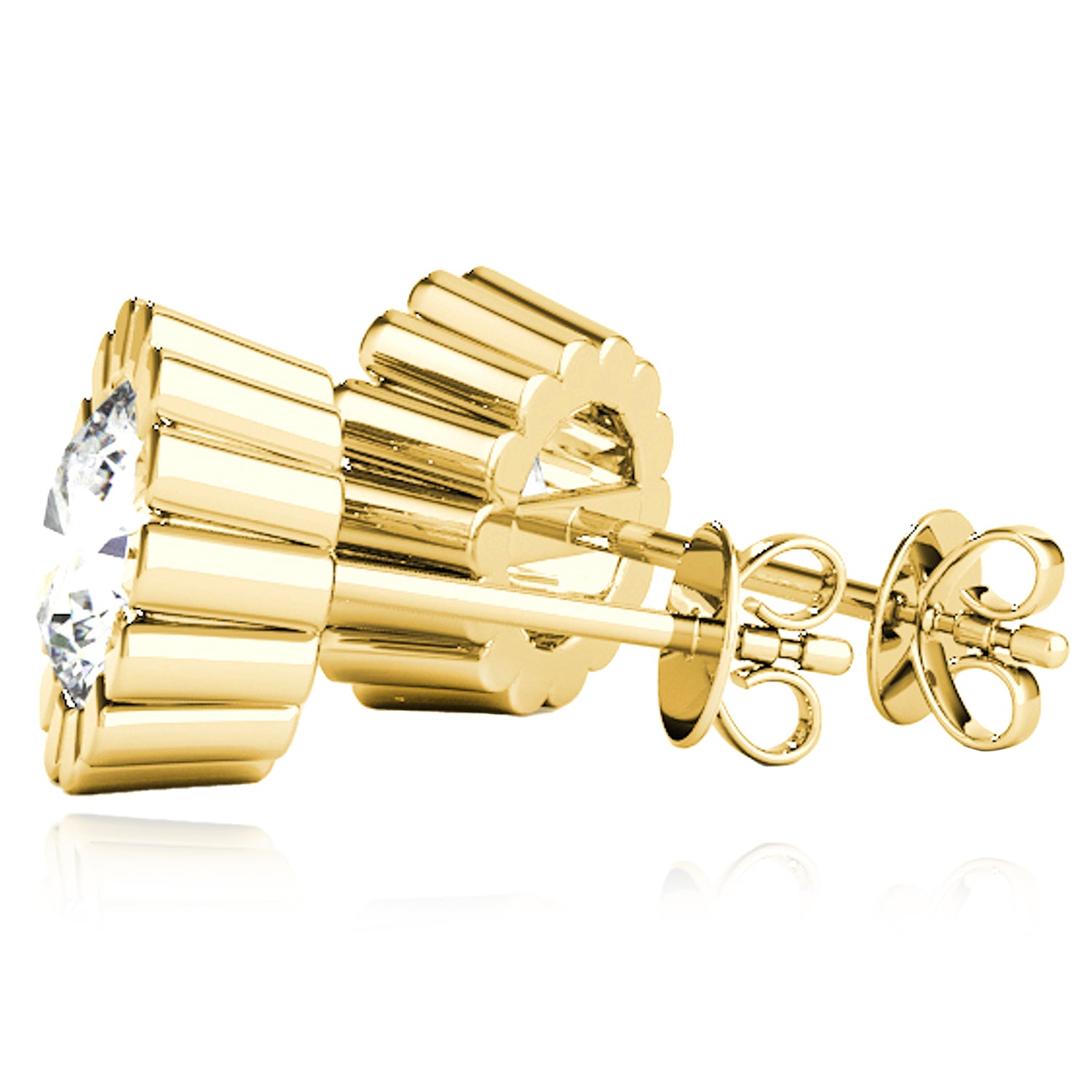 14K Gold Flower Stud Earrings L794