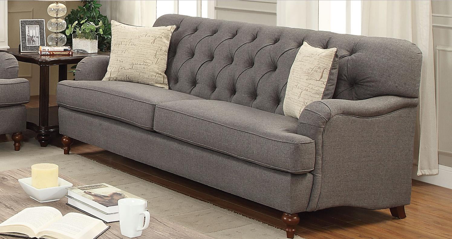 Dark Grey Fabric Sofa Set 3Pcs R2826