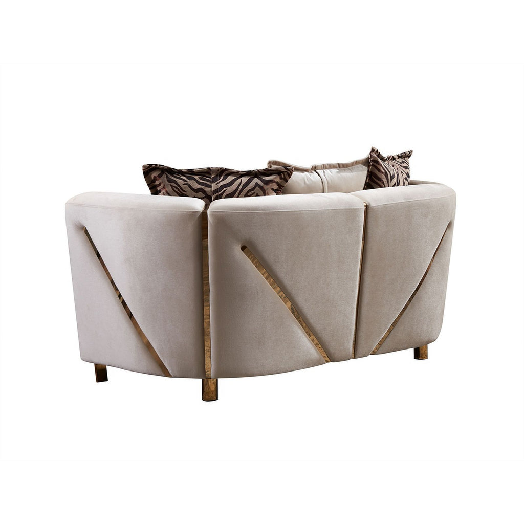 Beige Velvet 2Pc Living Room Set F658