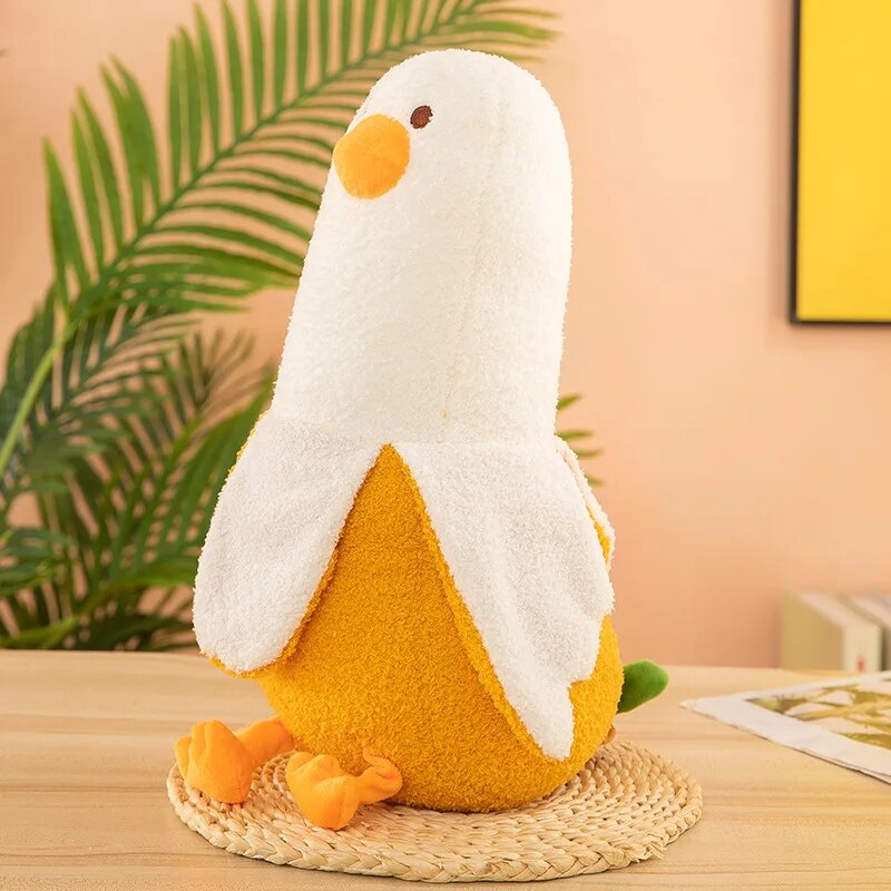 Kawaii Banana Duck Plush Toys 27CM Soft Down Cotton Cartoon Cushion X5482