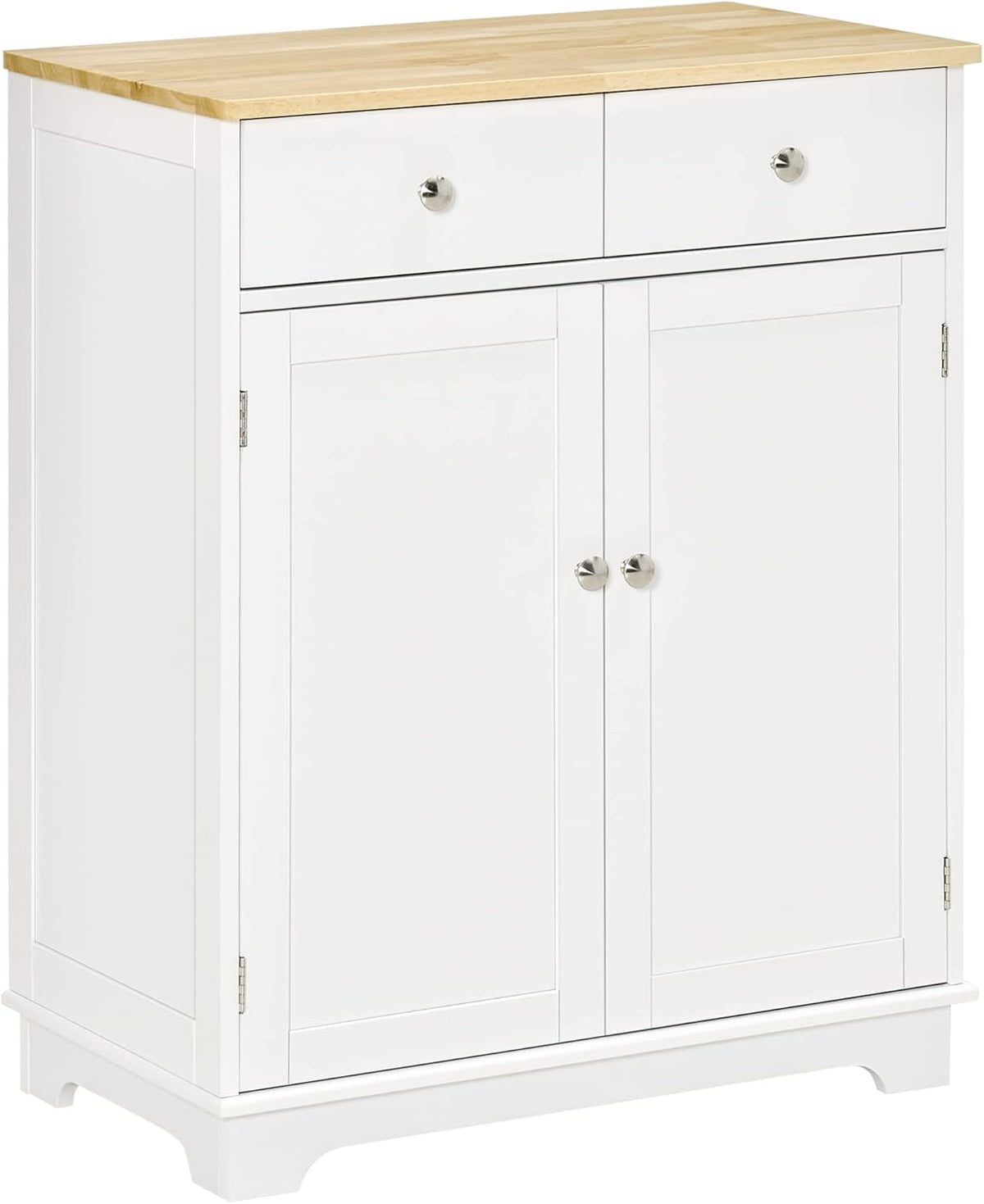 White Solid Wood Top Kitchen Sideboard Floor Cabinet with Adjustable Shelf and Drawer C9021