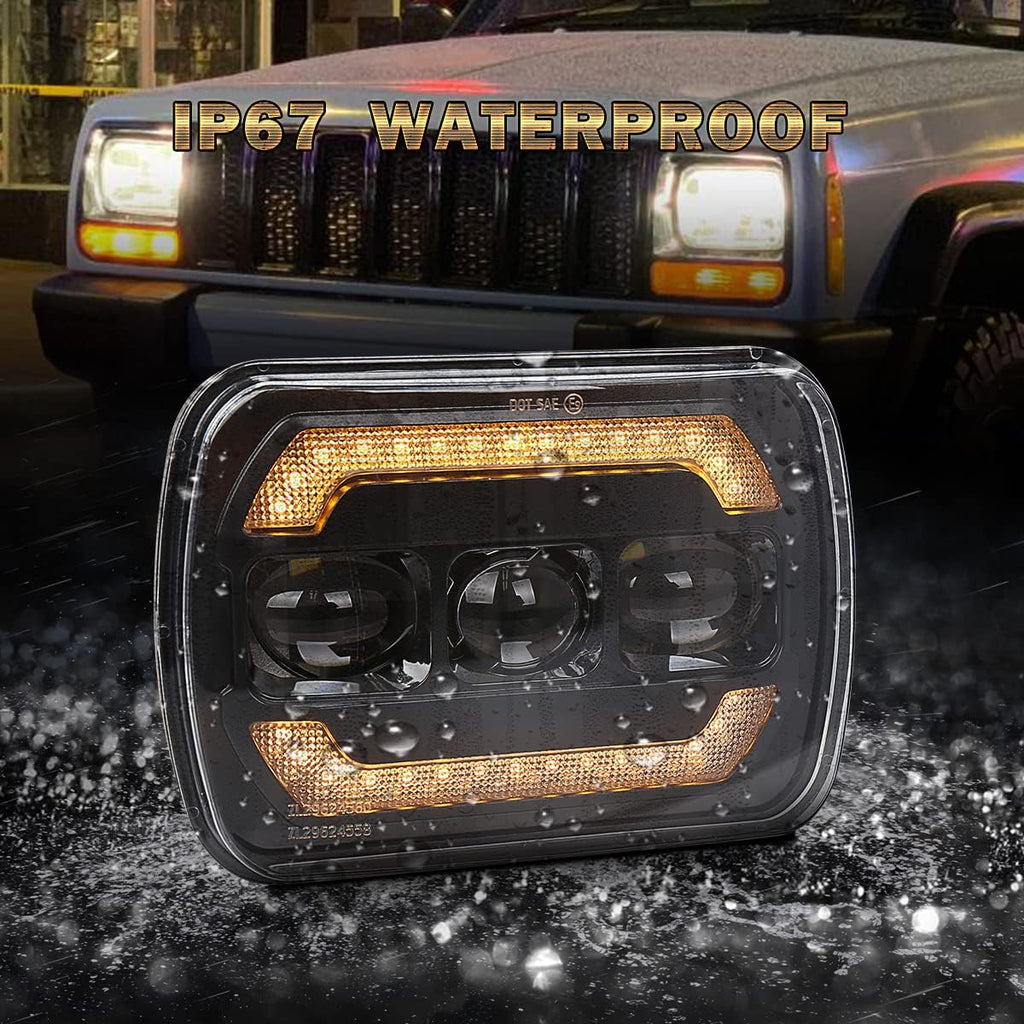 Black 2PCS 5x7 7x6 LED Headlights U70332