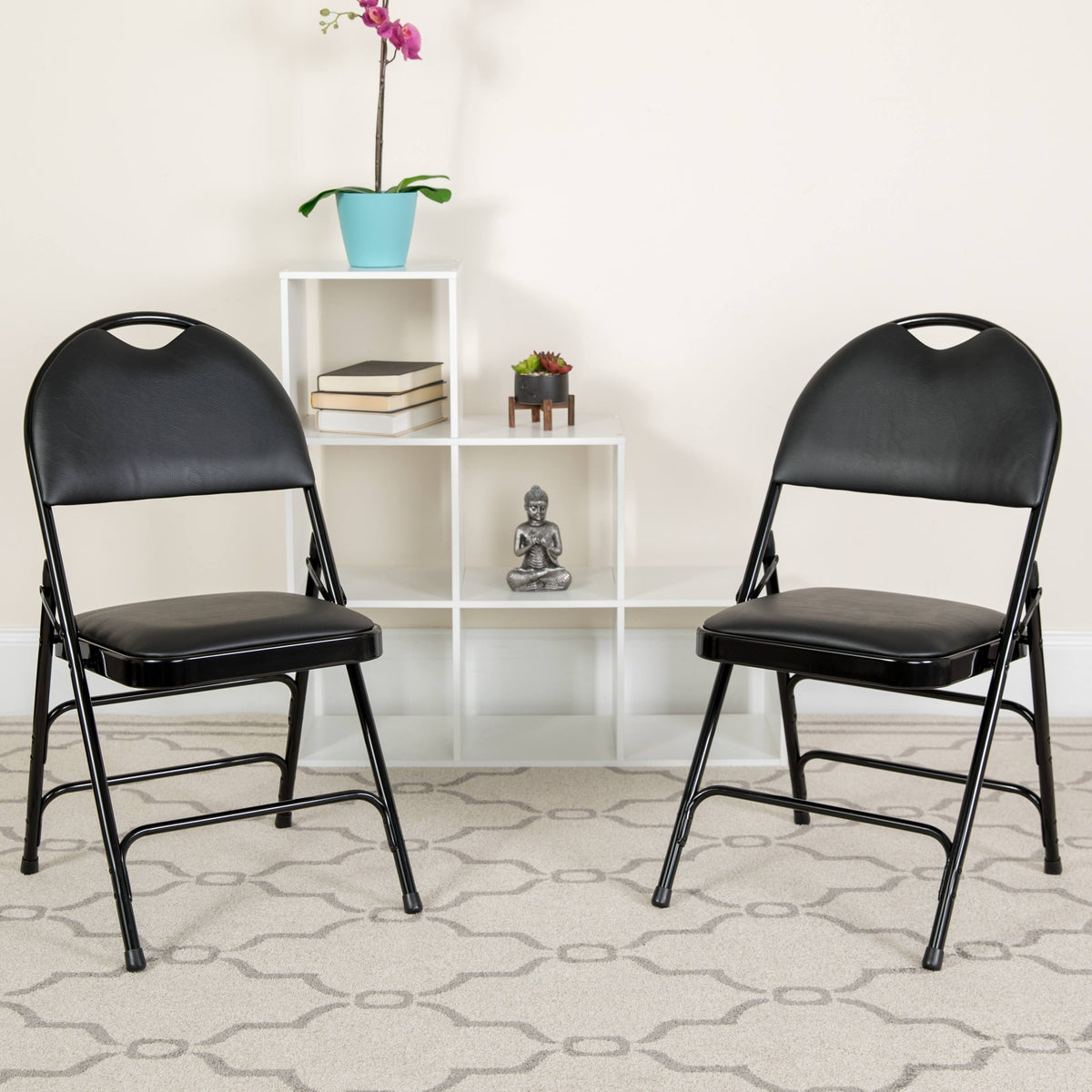 4 Pack Extra Large Triple Braced Folding Chair Gray Vinyl U3860