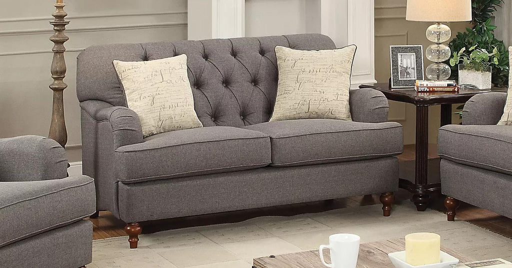 Dark Grey Fabric Sofa Set 3Pcs R2826