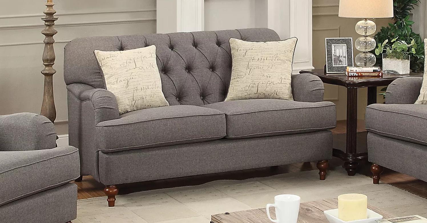 Dark Grey Fabric Sofa Set 3Pcs R2826
