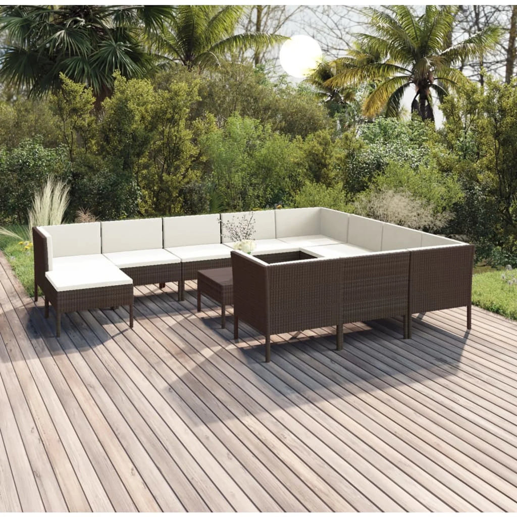 12 Piece Poly Rattan Sectional Outdoor Furniture Set S6816