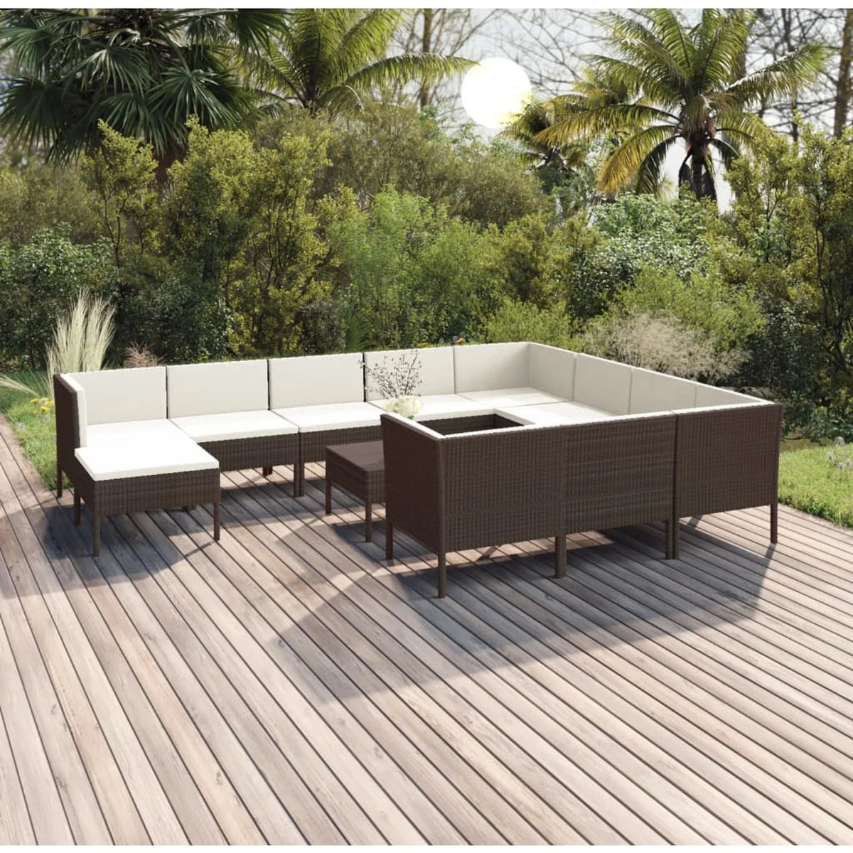 12 Piece Poly Rattan Sectional Outdoor Furniture Set S6816