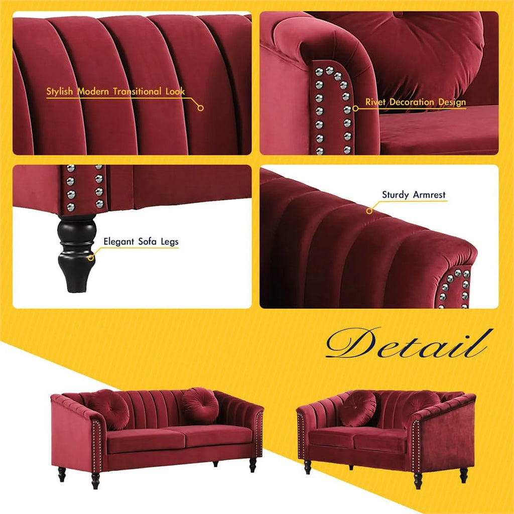 Red 2 Piece Living Room Set X265352