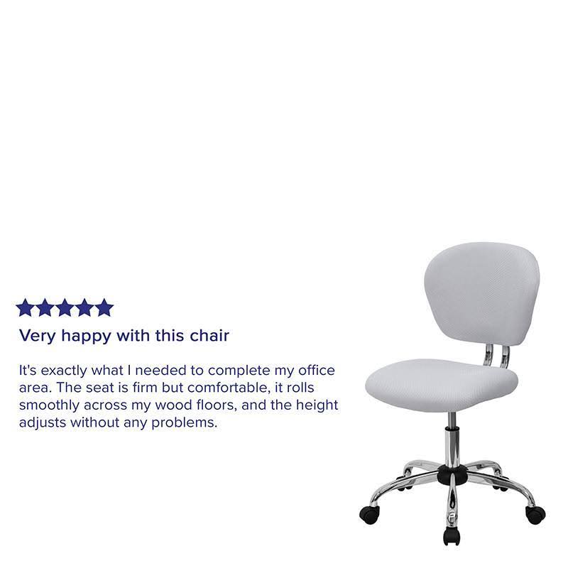 White Mesh Padded Swivel Task Office Chair with Chrome Base L507