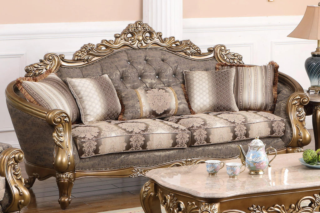 Bronze Shimmery Fabric Sofa Set 2Pcs L6058
