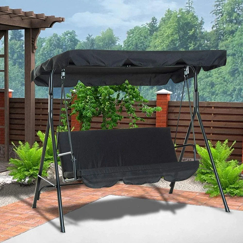3-Person Metal Porch Swing Bench with Canopy Q967