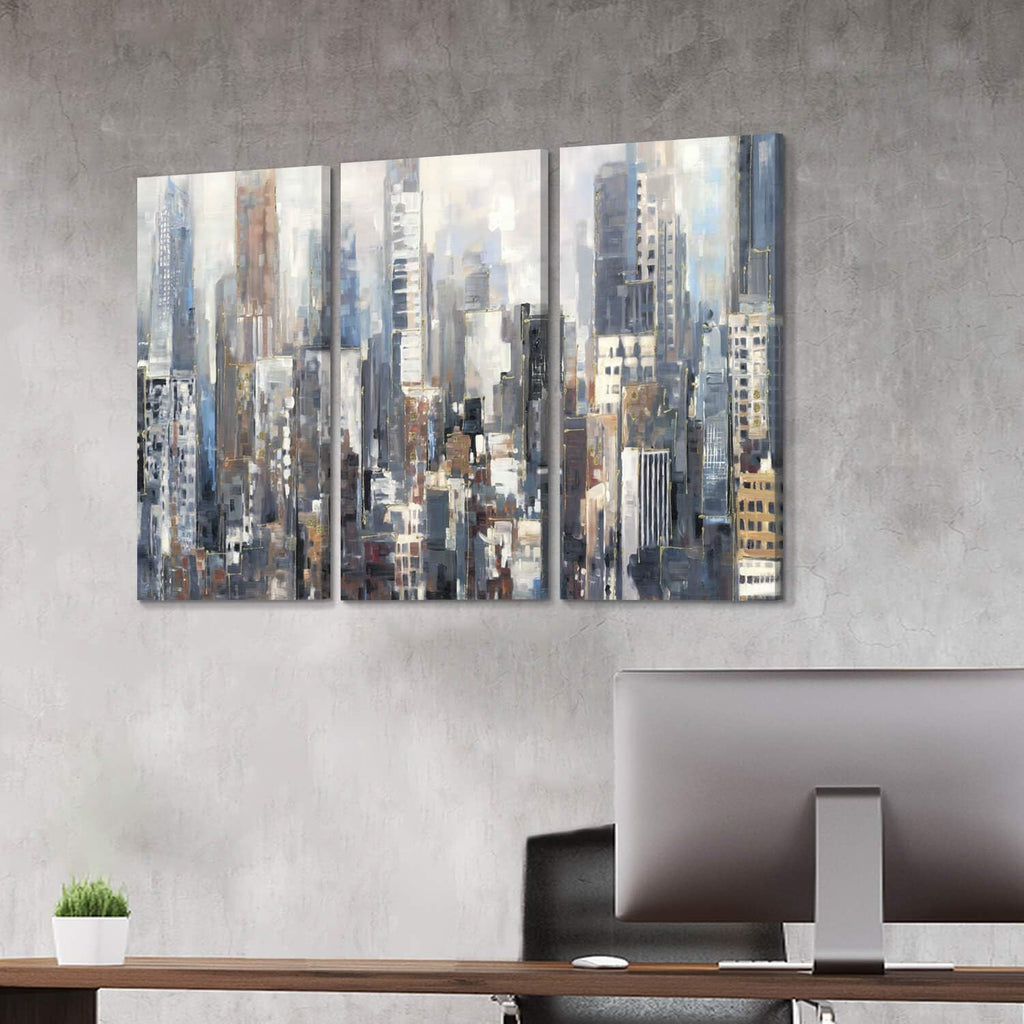 Abstract City Picture Wall Art on Wrapped Canvas, 3 Panels M1116