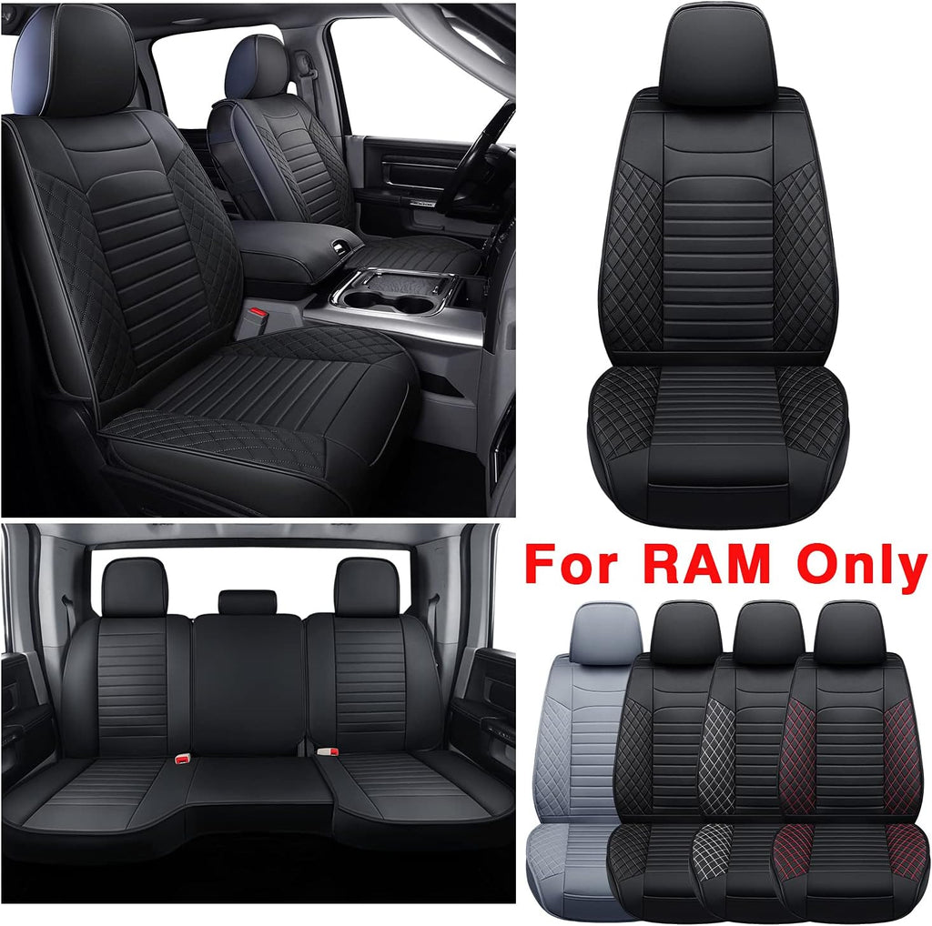 Black Waterproof Faux Leather Front Seat Covers H6884