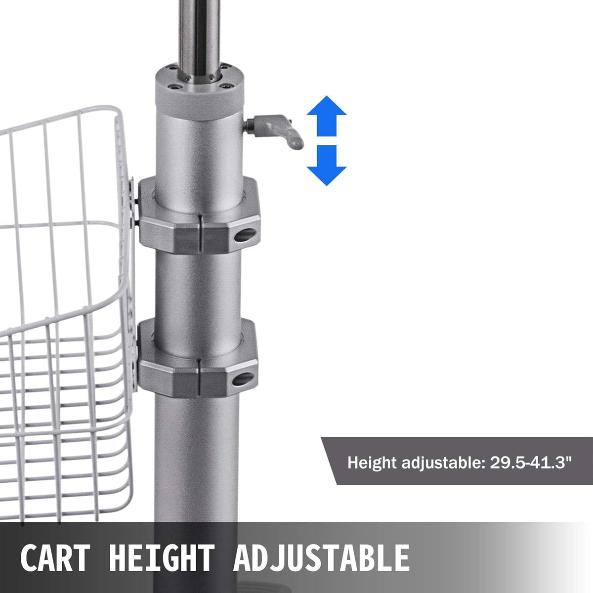 Mobile Trolley Cart Height Adjustable Rolling Desktop Cart with Large Tabletop X117