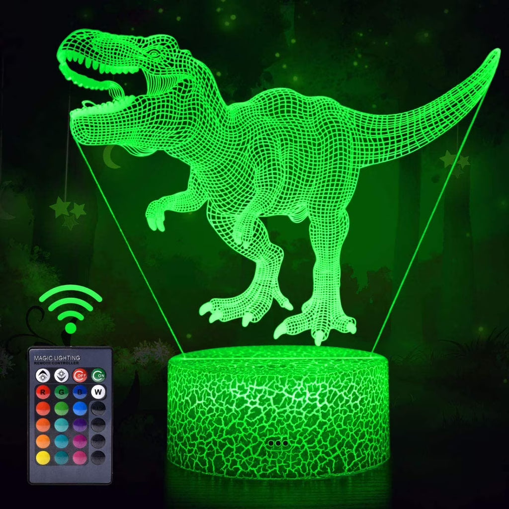 3D Dinosaur Night Light with Remote & Touch, 7 Colors + 16 Colors Changing Dimmable T Rex Night Light O1126