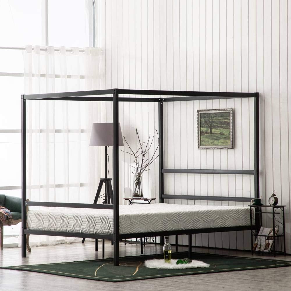 Black Twin Size Canopy Bed Frame T494