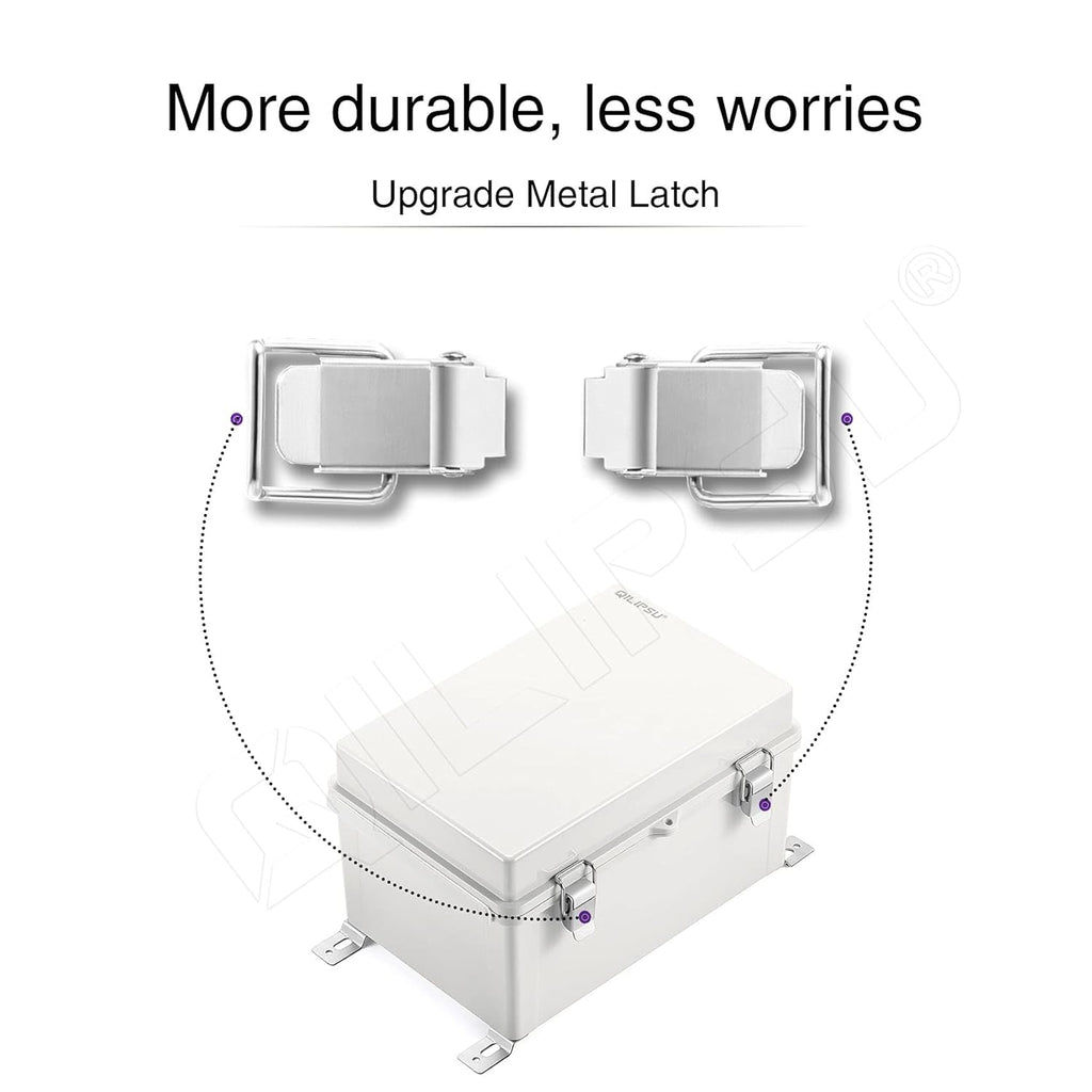 Stainless Steel Latch Junction Box with Inner Door, IP67 Waterproof Electrical Box, ABS Plastic Grey, Pack of 2 Z427