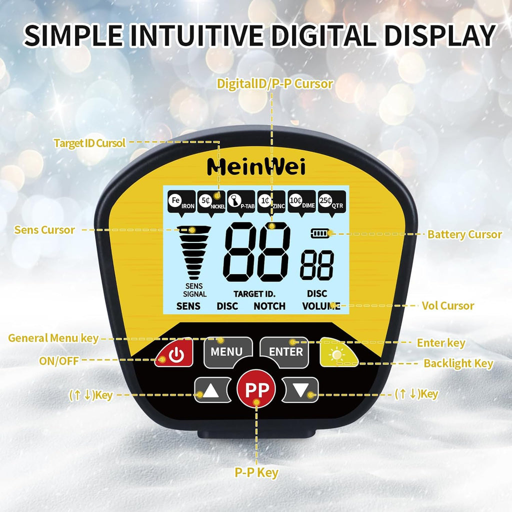 Waterproof Professional Metal Detector with LCD Display, 5 Mode, 10" Coil I809