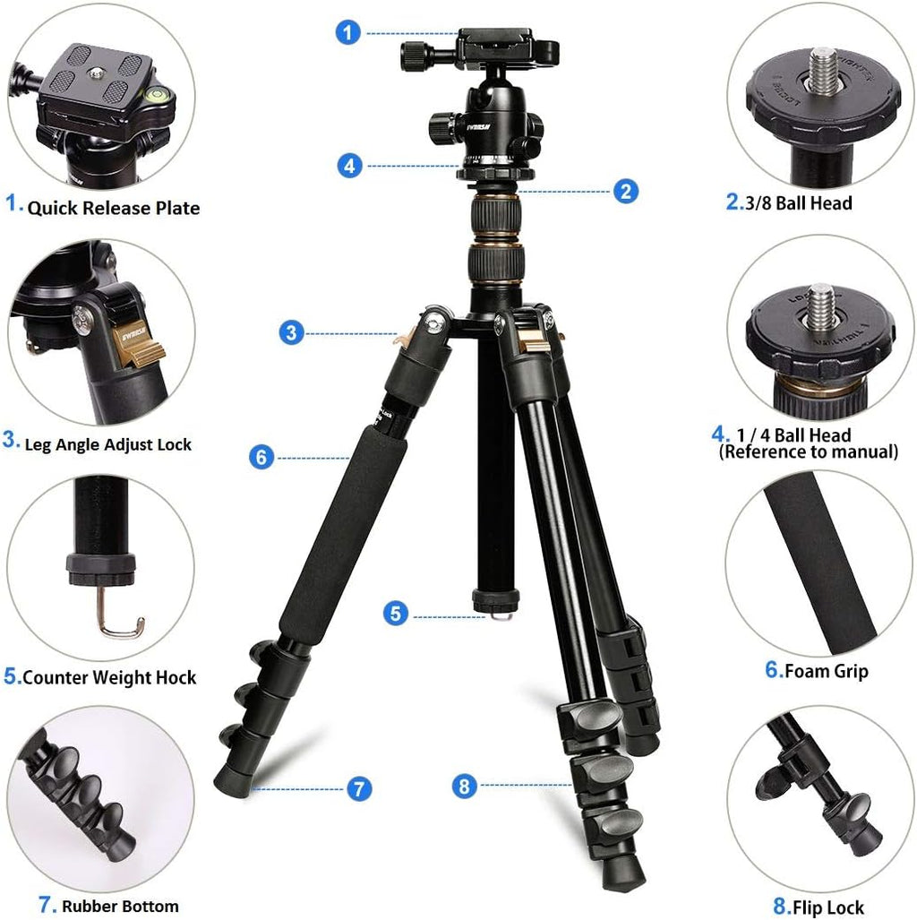 58" Aluminum Travel Tripod with Ball Head M366508