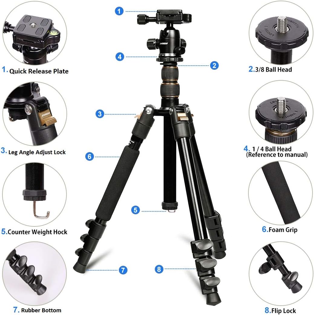 58" Aluminum Travel Tripod with Ball Head M366508