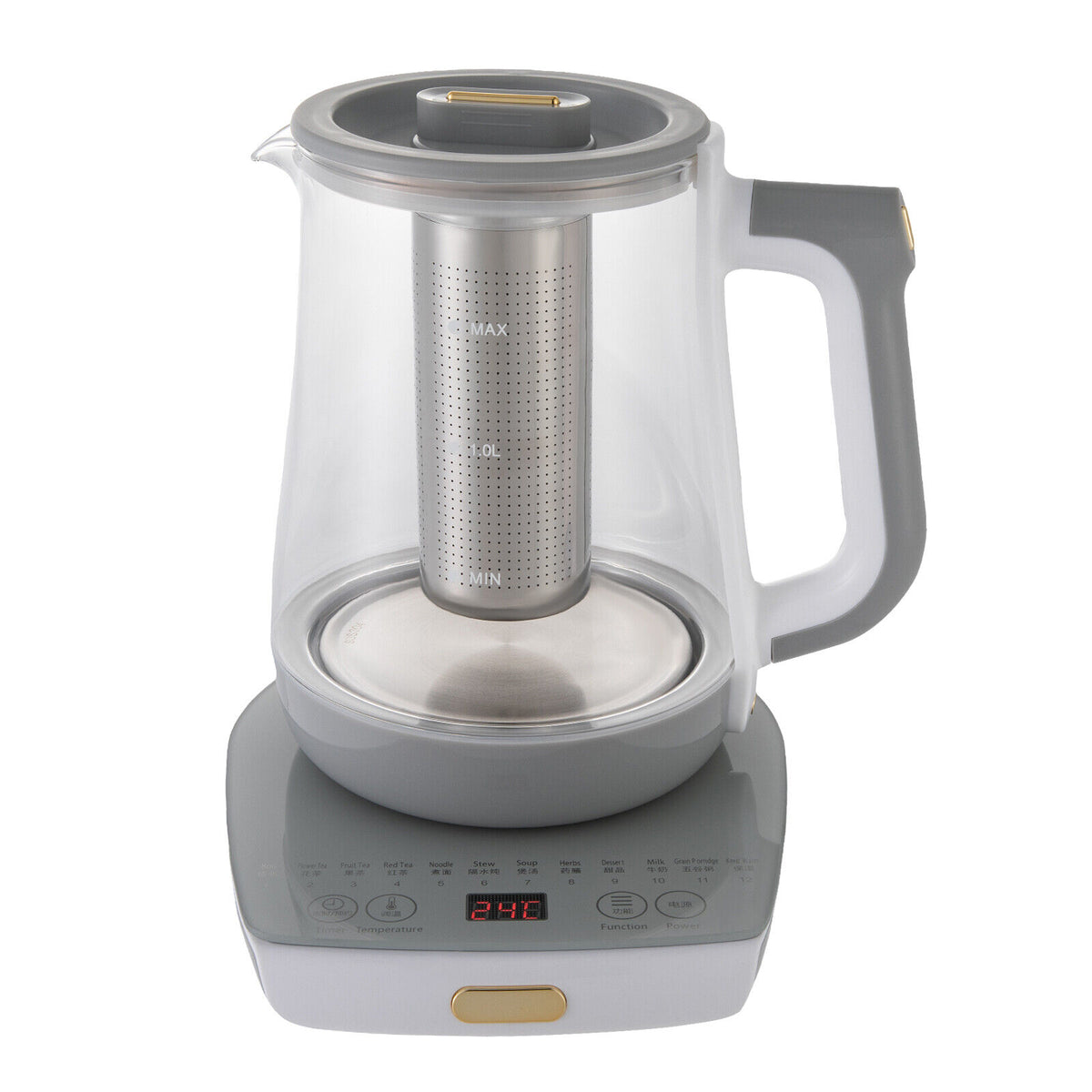 1.8L 800W Electric Kettle Glass Water Boiler Stainless Steel O616397