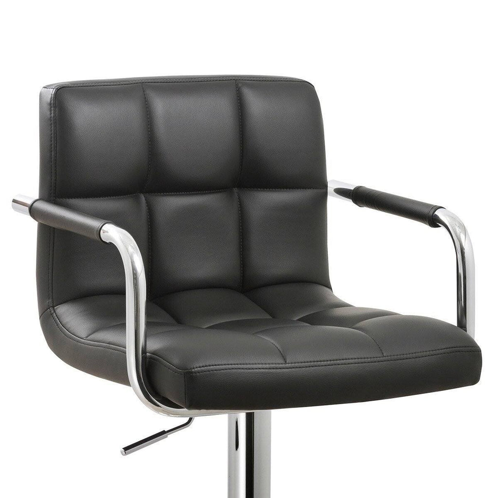 Black Faux Leather Swivel Barstools Set of 3 U288